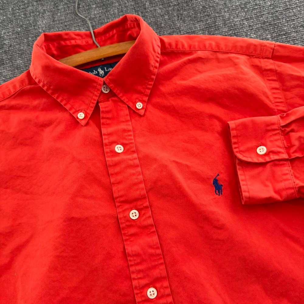 Vintage Ralph Lauren Classic Fit Orange Long Sleeve Button Down Shirt Large